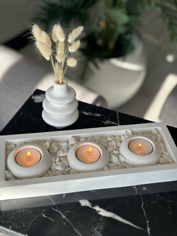 ESS Tabakl 3´l Tealight Beton Mumluk